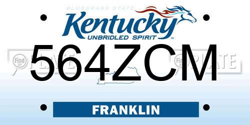 564ZCM Kentucky License Plate