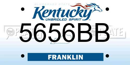 5656BB Kentucky License Plate