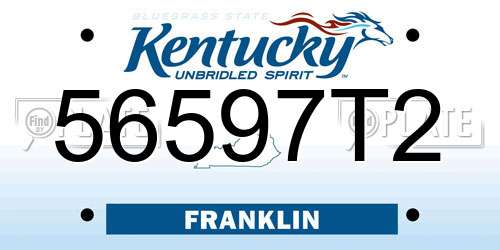56597T2 Kentucky License Plate