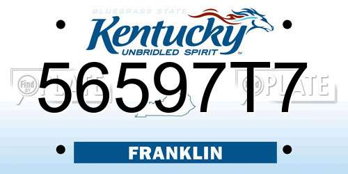 56597T7 Kentucky License Plate