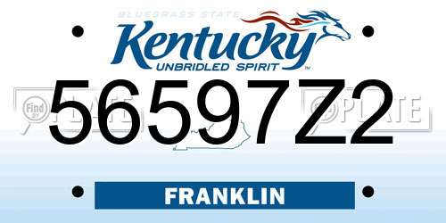 56597Z2 Kentucky License Plate