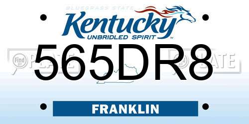 565DR8 Kentucky License Plate