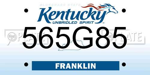 565G85 Kentucky License Plate