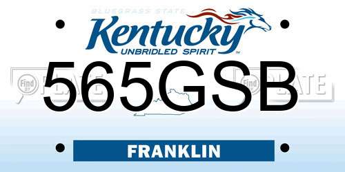 565GSB Kentucky License Plate