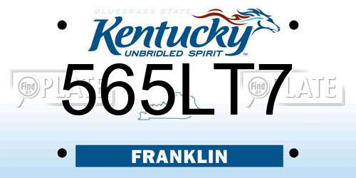 565LT7 Kentucky License Plate