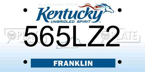 565LZ2 Kentucky License Plate