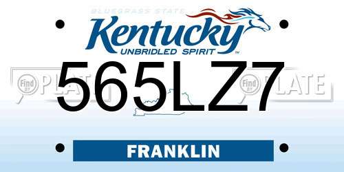 565LZ7 Kentucky License Plate