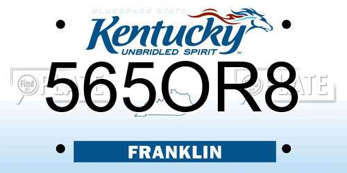 565OR8 Kentucky License Plate