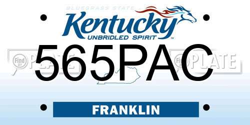 565PAC Kentucky License Plate