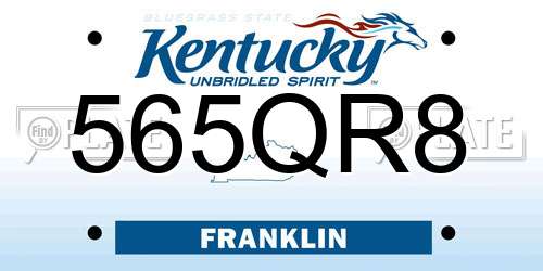 565QR8 Kentucky License Plate