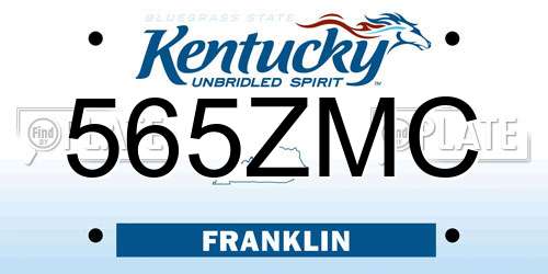 565ZMC Kentucky License Plate
