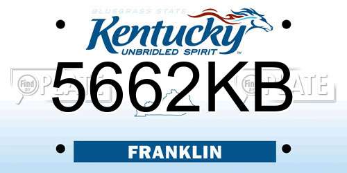 5662KB Kentucky License Plate