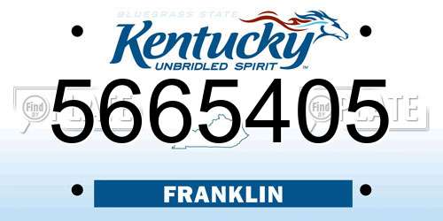 5665405 Kentucky License Plate