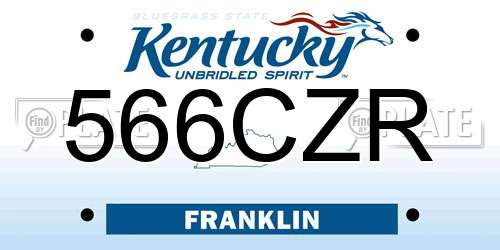 566CZR Kentucky License Plate