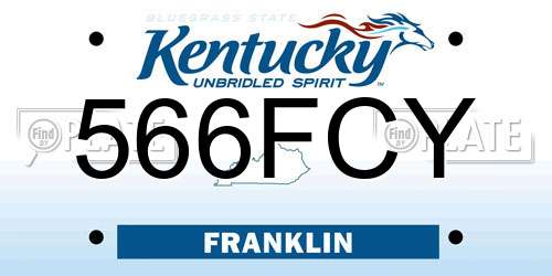 566FCY Kentucky License Plate