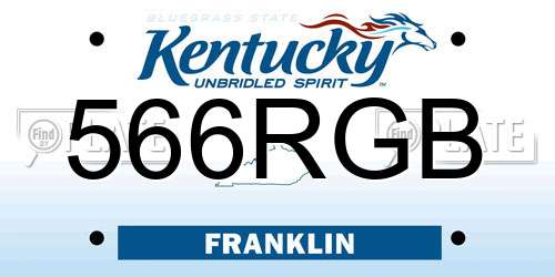 566RGB Kentucky License Plate