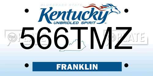 566TMZ Kentucky License Plate
