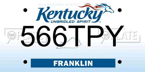 566TPY Kentucky License Plate