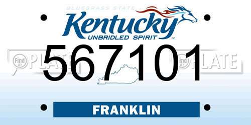 567101 Kentucky License Plate