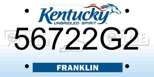56722G2 Kentucky License Plate