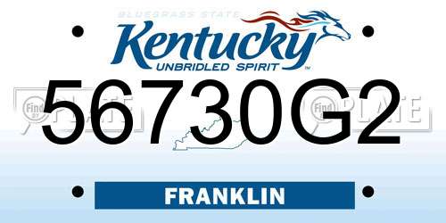 56730G2 Kentucky License Plate