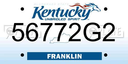 56772G2 Kentucky License Plate