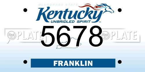 5678 Kentucky License Plate