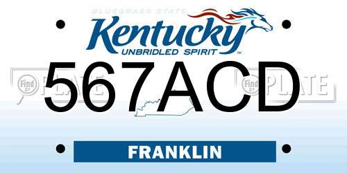 567ACD Kentucky License Plate