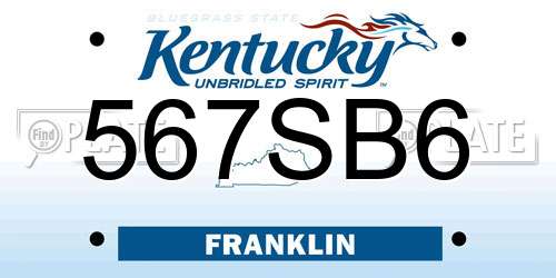 567SB6 Kentucky License Plate