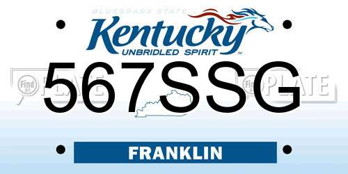 567SSG Kentucky License Plate