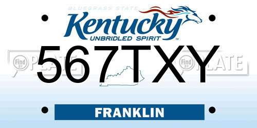 567TXY Kentucky License Plate