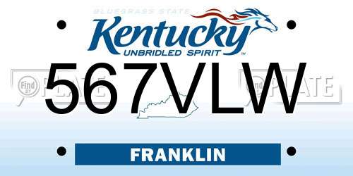 567VLW Kentucky License Plate