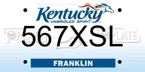 567XSL Kentucky License Plate