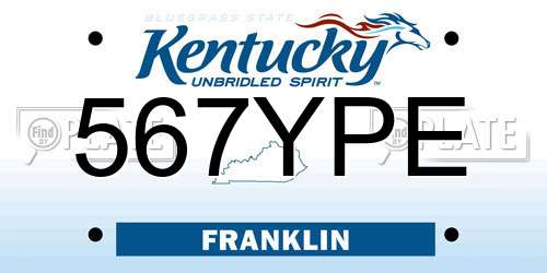 567YPE Kentucky License Plate