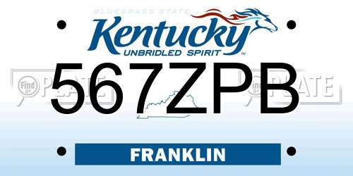 567ZPB Kentucky License Plate
