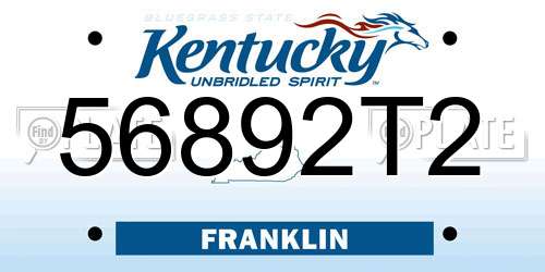 56892T2 Kentucky License Plate