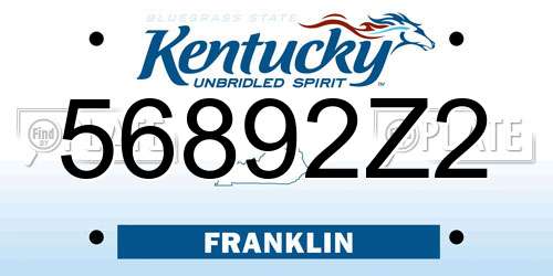 56892Z2 Kentucky License Plate
