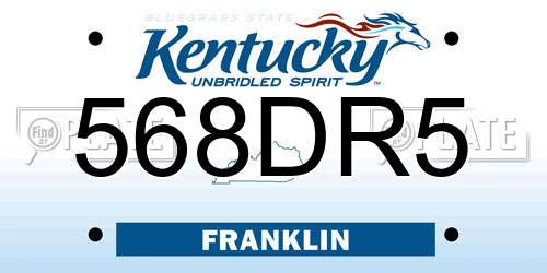 568DR5 Kentucky License Plate