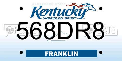568DR8 Kentucky License Plate