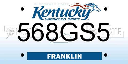 568GS5 Kentucky License Plate