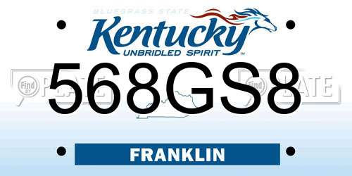 568GS8 Kentucky License Plate
