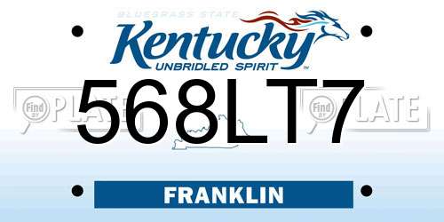 568LT7 Kentucky License Plate