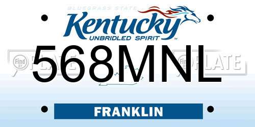 568MNL Kentucky License Plate