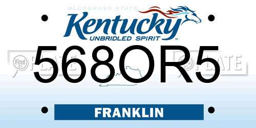 568OR5 Kentucky License Plate