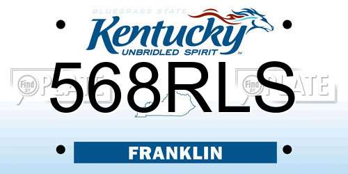 568RLS Kentucky License Plate