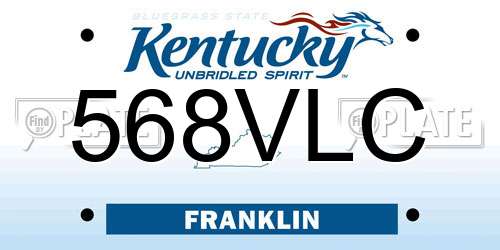 568VLC Kentucky License Plate