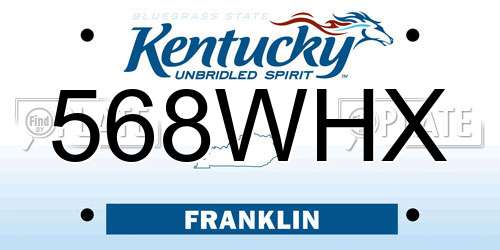 568WHX Kentucky License Plate