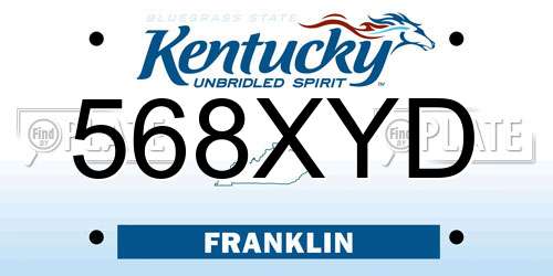 568XYD Kentucky License Plate