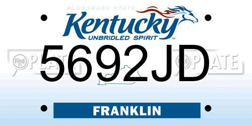 5692JD Kentucky License Plate