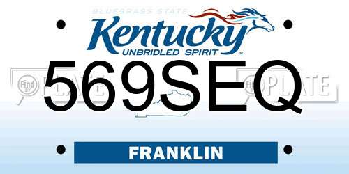 569SEQ Kentucky License Plate